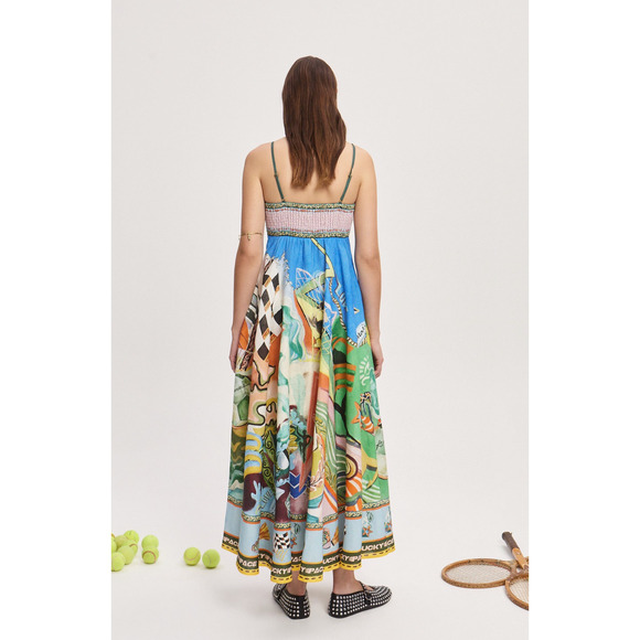 ALEMAIS Lucky Pace Shirred Linen Midi Sun Dress US 4 - Picture 6 of 11